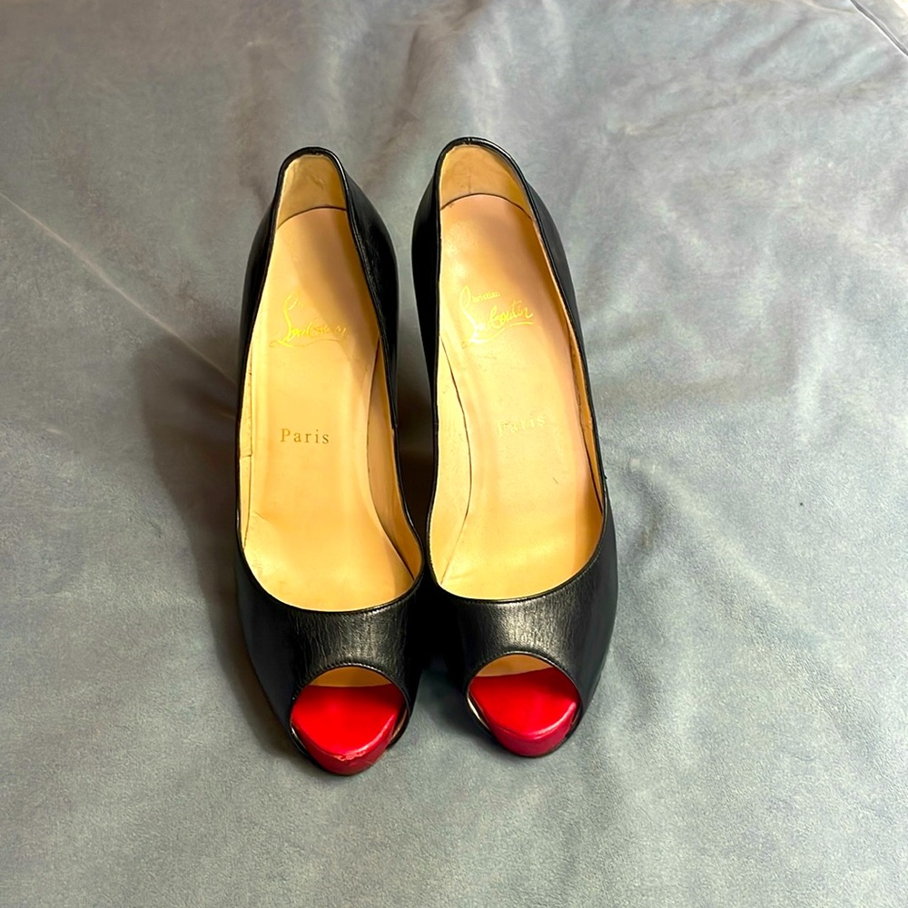 Black peep toe Louboutins